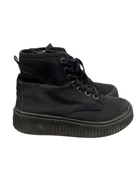 Demonia Pleaser Black Lace-Up High Top Creepers sneakers Side Zipper M7 L9